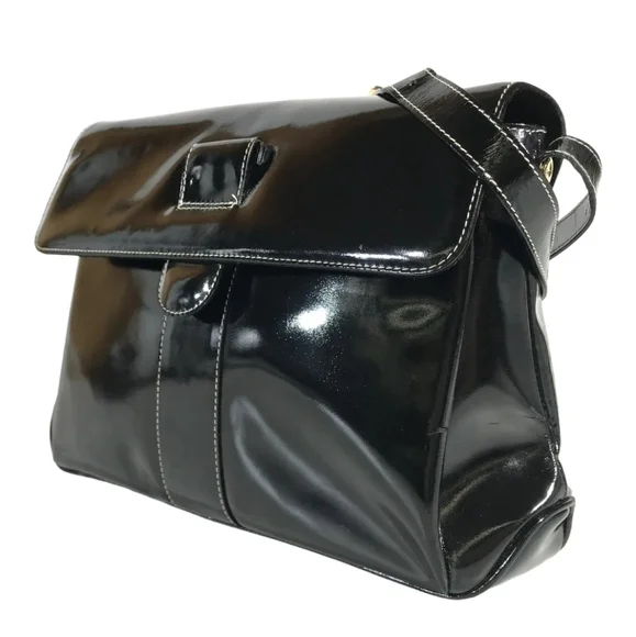 SALVATORE FERRAGAMO BAG SHOULDERBAG ENAMEL LEATHER